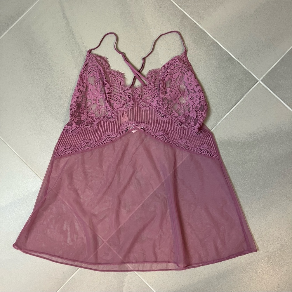 VICTORIA'S SECRET Lilac Chiffon Babydaoll Top  Women's Size L